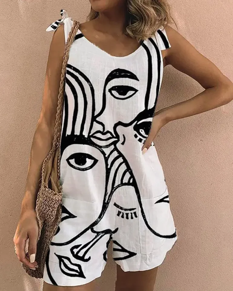 Women's Summer Jumpsuit 2022 Elegant Chic Casual V-Neck Figure Print Tied Detail Tank Above Knee Daily Romper Fashion Playsuit
Women's Summer Jumpsuit 2022 Elegant Chic Casual V-Neck Figure Print Tied Detail Tank Above Knee Daily Romper Fashion Playsuit