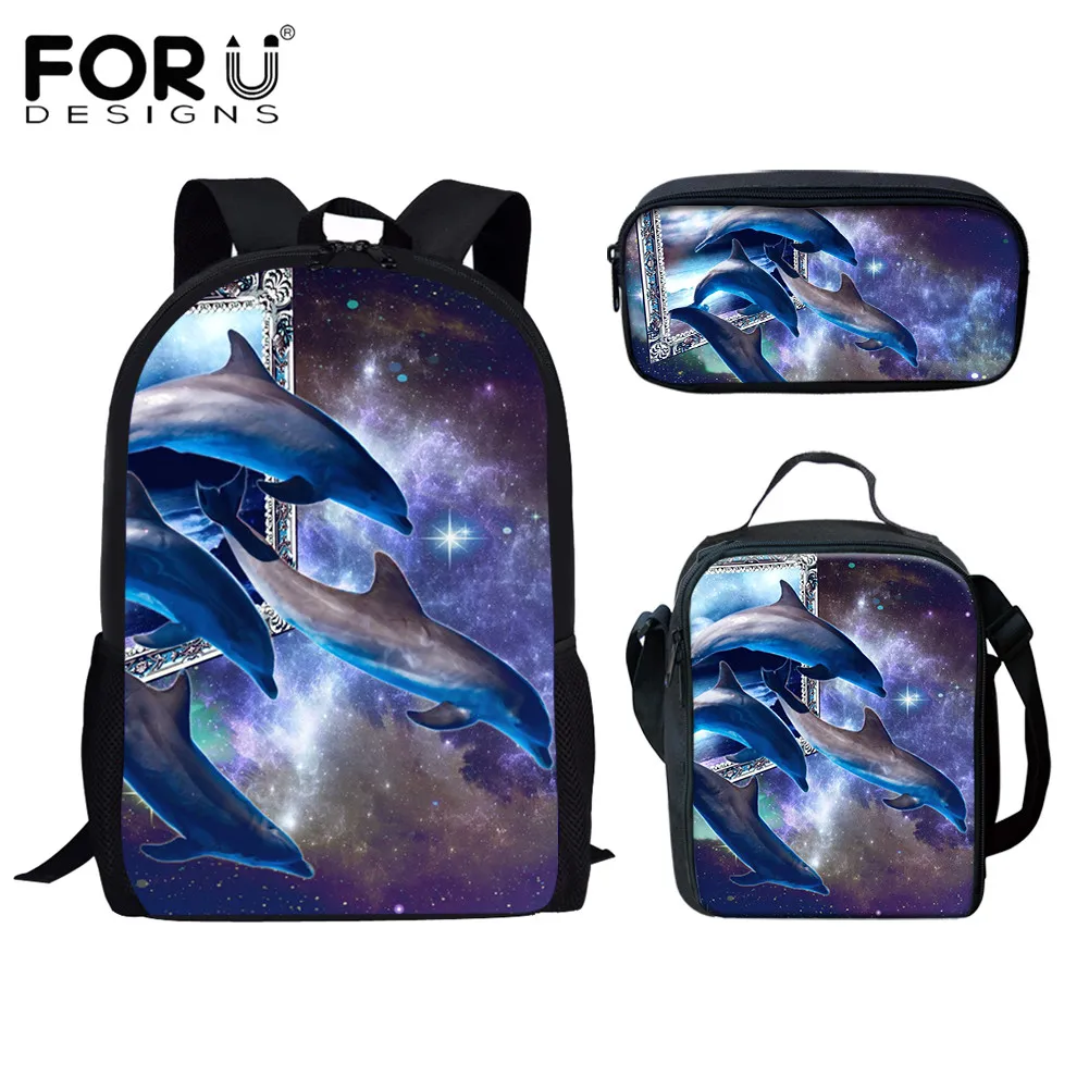 

FORUDESIGNS 3D Dolphin Pattern Teen Boys Girls School Bags Children School Backpacks Student Casual Campus Bags Schoolbag sac