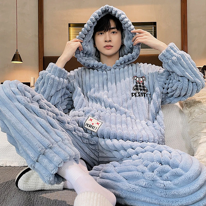 QUHENG Coral Fleece Pajamas Set Men Autumn Winter Pyjamas Suits Long Sleeve Homewear Thicken Warm Male Pijamas Home Clothing
QUHENG Coral Fleece Pajamas Set Men Autumn Winter Pyjamas Suits Long Sleeve Homewear Thicken Warm Male Pijamas Home Clothing