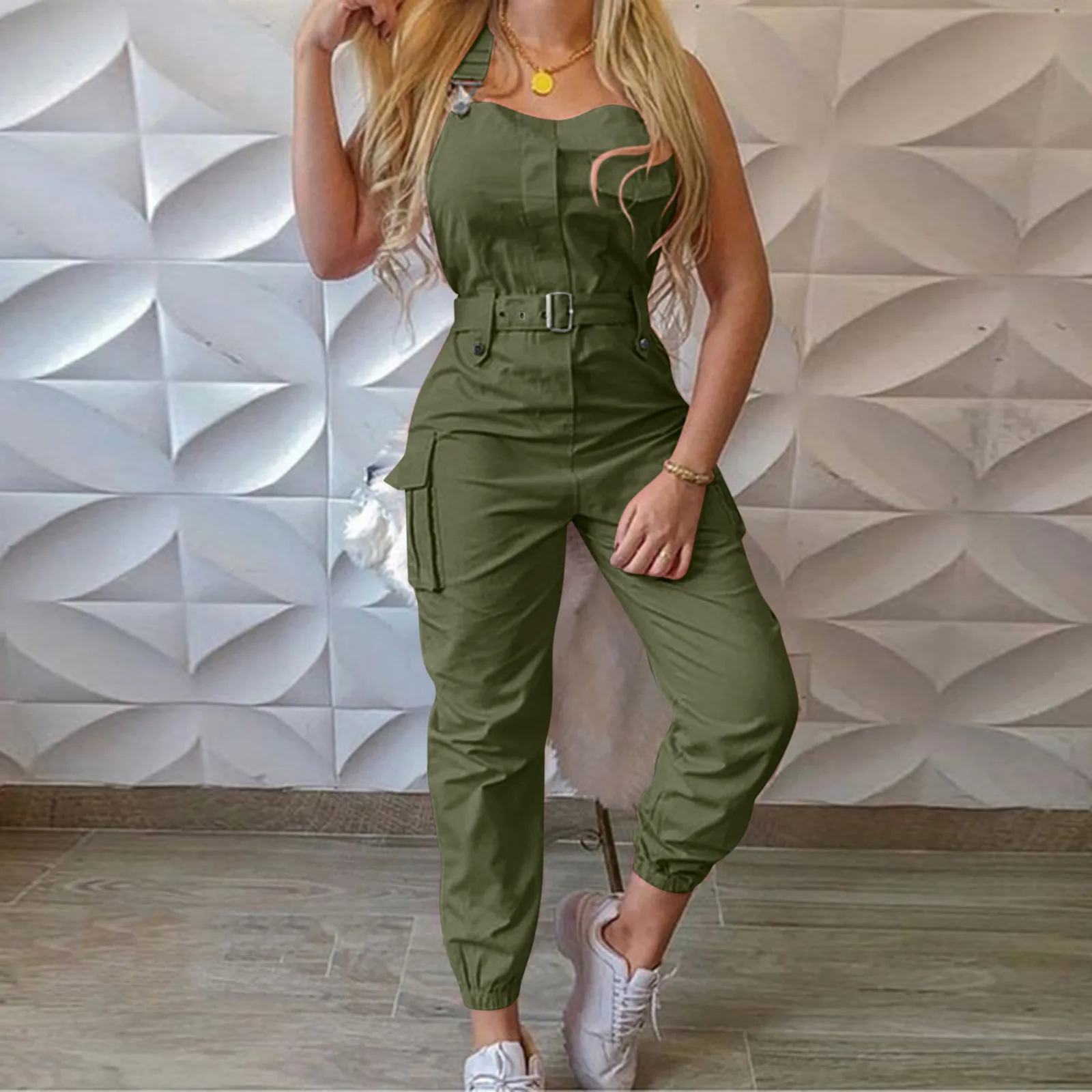 Women's Rompers Belt Fashion Adjustable Back Strap Bodysuit SolidPocket Design Jumpsuit monos mujer combinaisonsSummer
Women's Rompers Belt Fashion Adjustable Back Strap Bodysuit SolidPocket Design Jumpsuit monos mujer combinaisonsSummer