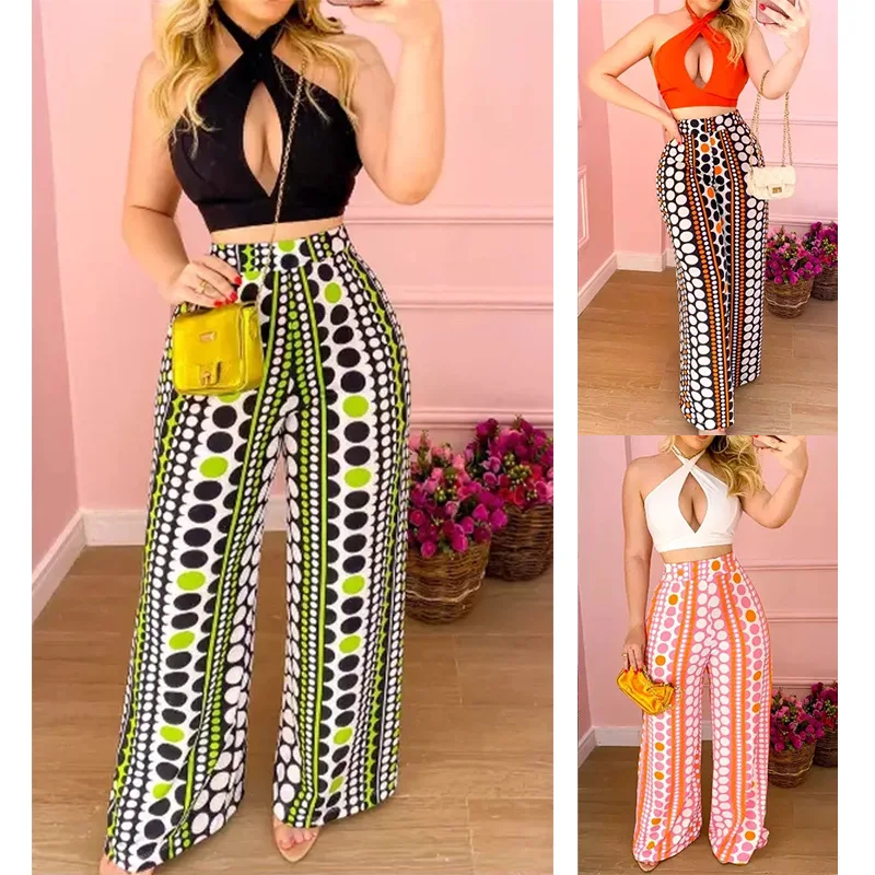 Summer Women Fashion Sexy Print Two Piece Set Vest And Wide-leg Trousers Two Piece Suit For Lady
Summer Women Fashion Sexy Print Two Piece Set Vest And Wide-leg Trousers Two Piece Suit For Lady
