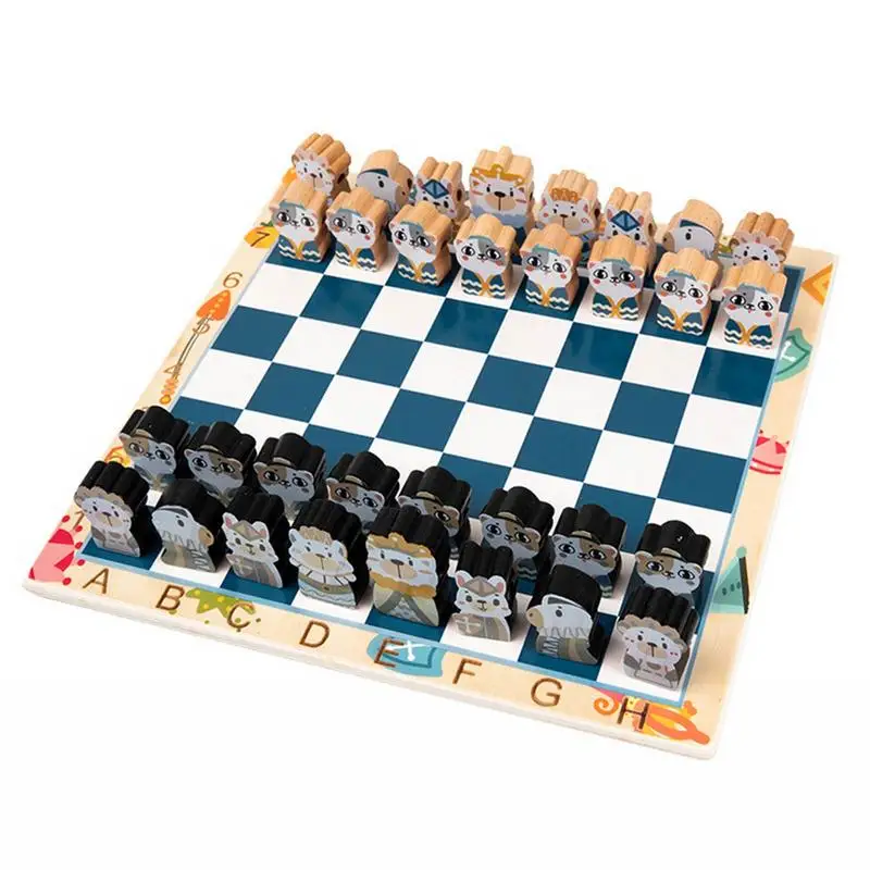 

Деревянный складной Шахматный набор с мультипликационным рисунком, настольная игра, интерьер для хранения, взрослые, дети, шахматы для начинающих, семейные настольные игры