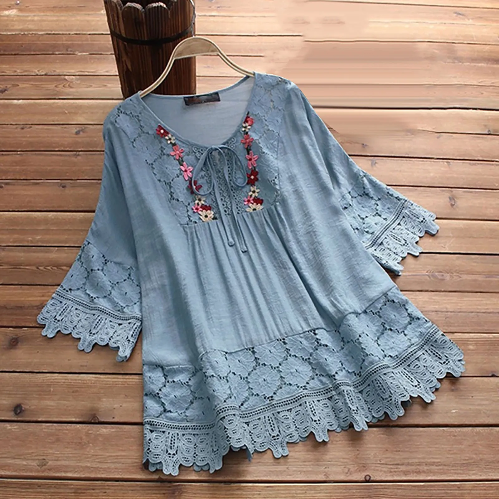 Patchwork Lace V Neck Spring Autumn Tunic Tops Women Casual Solid Color 3/4 Sleeves Slim Shirt Irregular Pullovers Blusas Mujer
Patchwork Lace V Neck Spring Autumn Tunic Tops Women Casual Solid Color 3/4 Sleeves Slim Shirt Irregular Pullovers Blusas Mujer