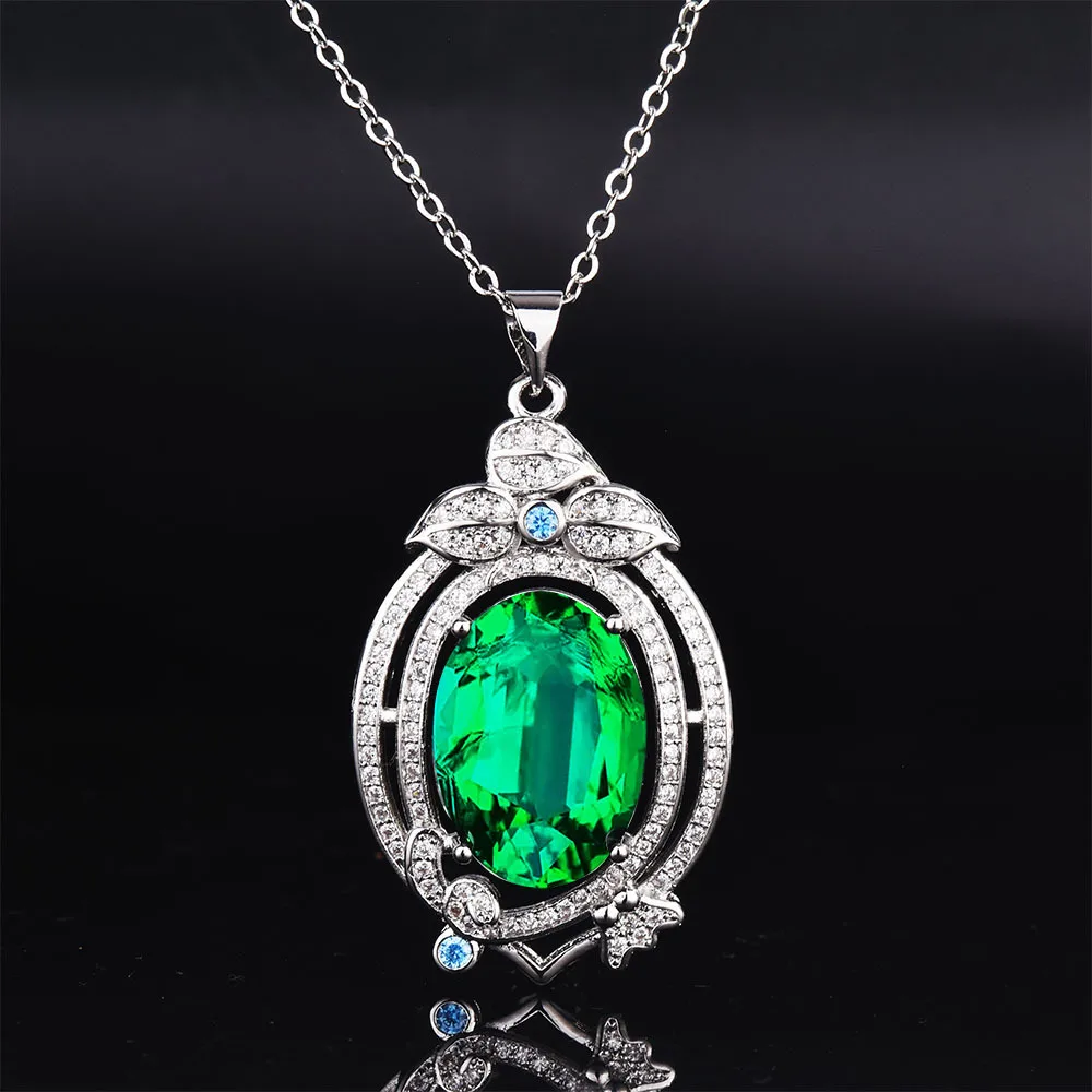 New Inlaid Imitation Natural Emerald Egg-shaped Pendant Luxury Full Diamond Flower Bride Wedding Necklace for Banquet Women
New Inlaid Imitation Natural Emerald Egg-shaped Pendant Luxury Full Diamond Flower Bride Wedding Necklace for Banquet Women