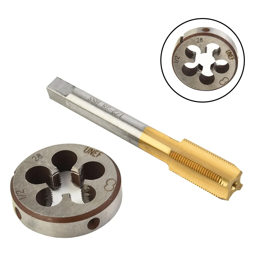 Right Hand Tap+Die Set Thread tap die Silver+Gold Tapping Cutting Grinding Tools High Speed Steel Replacement Right
Right Hand Tap+Die Set Thread tap die Silver+Gold Tapping Cutting Grinding Tools High Speed Steel Replacement Right