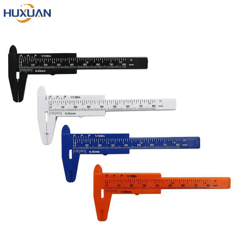

NEW 2021 High quality 1pcs 0-80mm double rule scale plastic Vernier caliper measuring Student Mini tool ruler