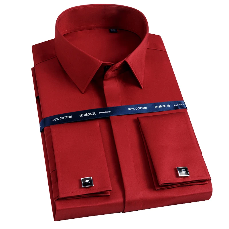 Luxury Mercerized Cotton French Cuff Button Shirts Long Sleeve Red White Men Tuxedo Wedding Business Dress Shirt with Cufflinks
Luxury Mercerized Cotton French Cuff Button Shirts Long Sleeve Red White Men Tuxedo Wedding Business Dress Shirt with Cufflinks