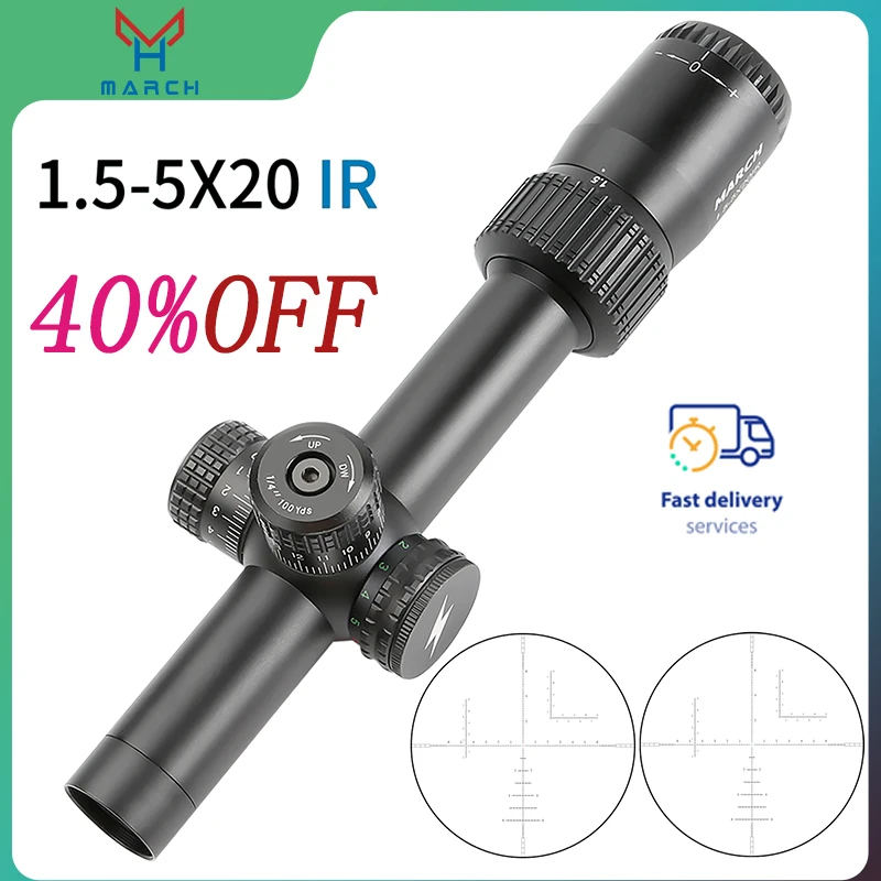 Tactical Riflescope Spotting Scope for Rifle Hunting Optical Collimator Airsoft Eteched Glass Reticle Sight MARCH 1.5-5X20 IR
Tactical Riflescope Spotting Scope for Rifle Hunting Optical Collimator Airsoft Eteched Glass Reticle Sight MARCH 1.5-5X20 IR