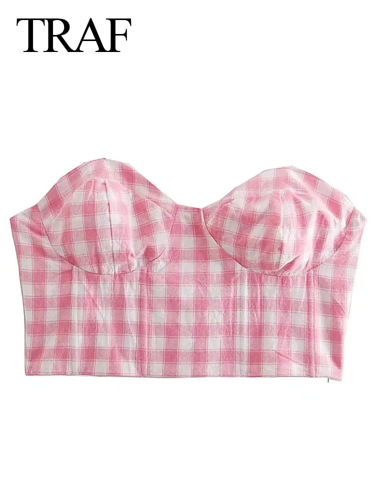 TRAF 2022 Trend Summer Chest Wrap Strapless Vest Fashion Plaid Pink White Slim Sexy Elastic Short Top Beach Street Women Wear
TRAF 2022 Trend Summer Chest Wrap Strapless Vest Fashion Plaid Pink White Slim Sexy Elastic Short Top Beach Street Women Wear