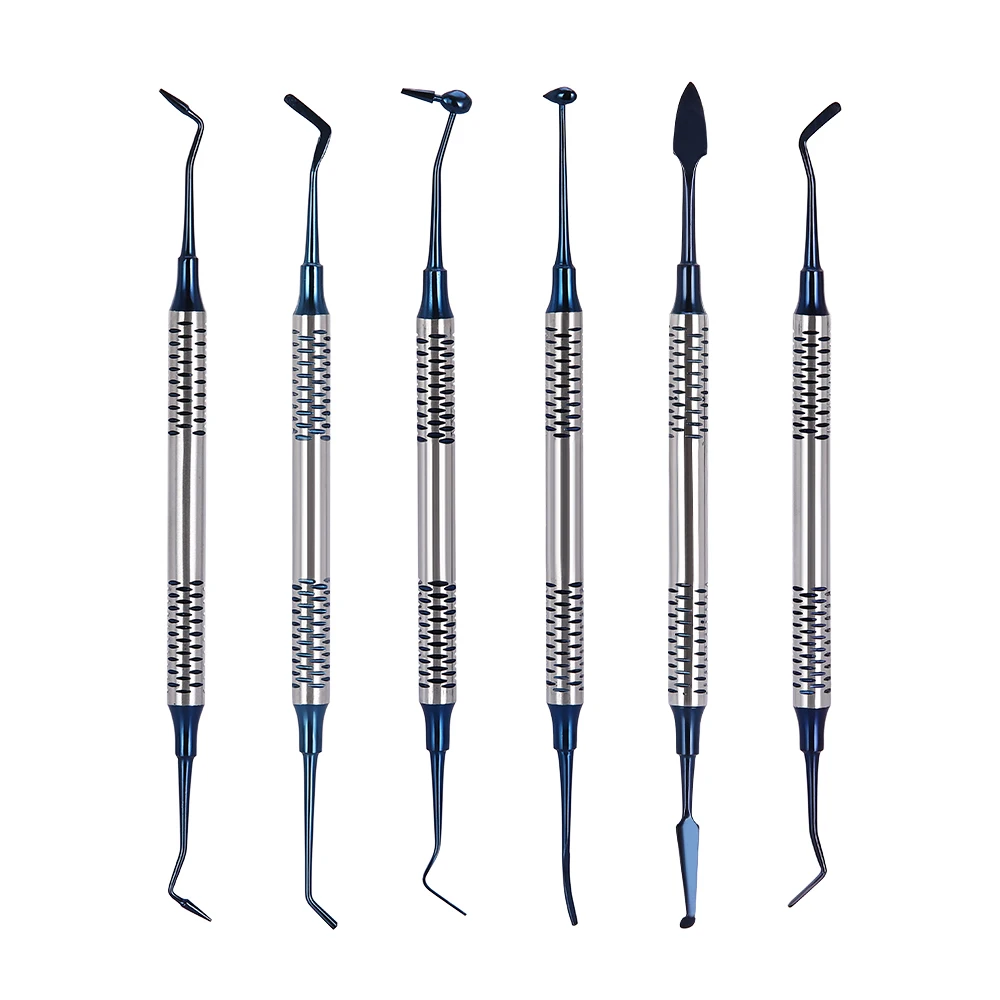6Pcs Dental instrument Composite Resin Filling Spatula Titanium Plated Head Filler Thick Handle Restoration Set Dental Tool
6Pcs Dental instrument Composite Resin Filling Spatula Titanium Plated Head Filler Thick Handle Restoration Set Dental Tool
