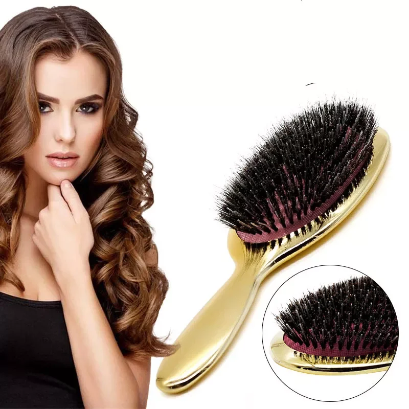 Luxury Gold And Silver Color Boar Bristle Paddle Hair Brush Oval Hair Brush Anti Static Hair Comb Hairdressing Massage Comb
Luxury Gold And Silver Color Boar Bristle Paddle Hair Brush Oval Hair Brush Anti Static Hair Comb Hairdressing Massage Comb
