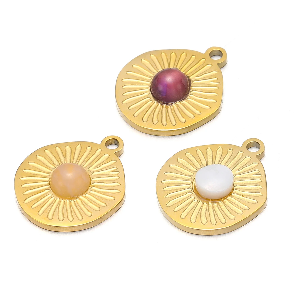 5pcs Gold Color Stainless Steel Natural Stone Irregular Sun Flower Charms Pendants for Jewelry Making DIY Necklace Wholesale
5pcs Gold Color Stainless Steel Natural Stone Irregular Sun Flower Charms Pendants for Jewelry Making DIY Necklace Wholesale