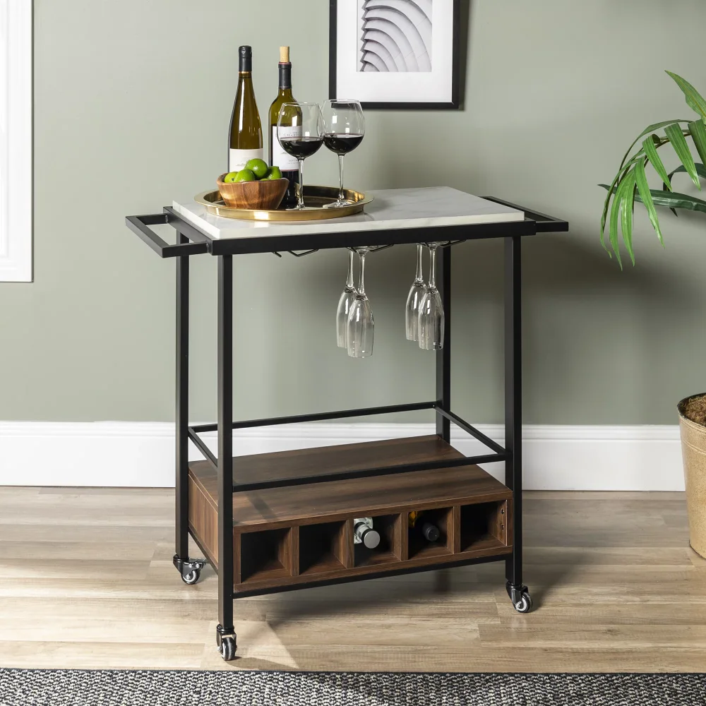 Manor Park Urban Industrial Marble/Serving Bar Cart, Faux White Marble/Dark Walnut
Manor Park Urban Industrial Marble/Serving Bar Cart, Faux White Marble/Dark Walnut