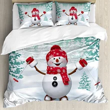 Christmas 3pcs Bedding Set Snow Covered Mountain with Fir Trees Duvet Cover Set Bed Set Quilt Cover Pillow Case Comforter Cover