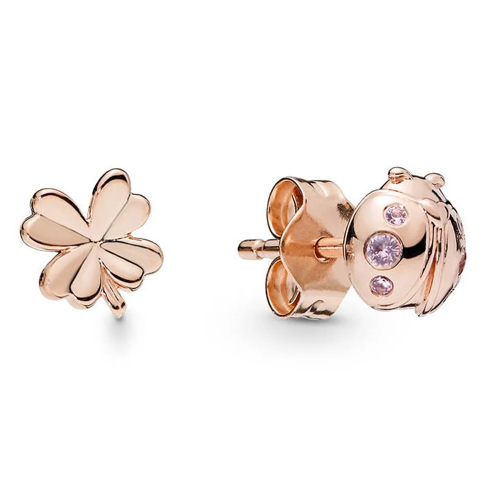 Original Rose Four-leaf Clover And Ladybird With Crystal Stud Earrings For Women 925 Sterling Silver Wedding Fashion Jewelry
Original Rose Four-leaf Clover And Ladybird With Crystal Stud Earrings For Women 925 Sterling Silver Wedding Fashion Jewelry