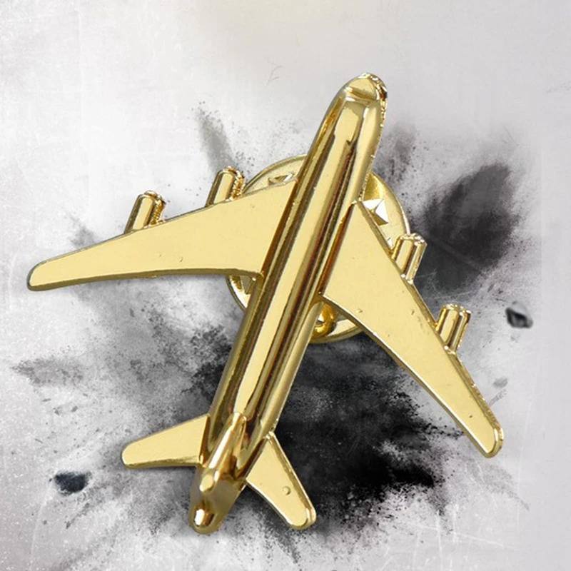 

Simple Airplane Model Brooches Gold Color Metal Fighter Aircraft Hijab Pin Clothes Suit Brooches Fashion Jewelry Accessories