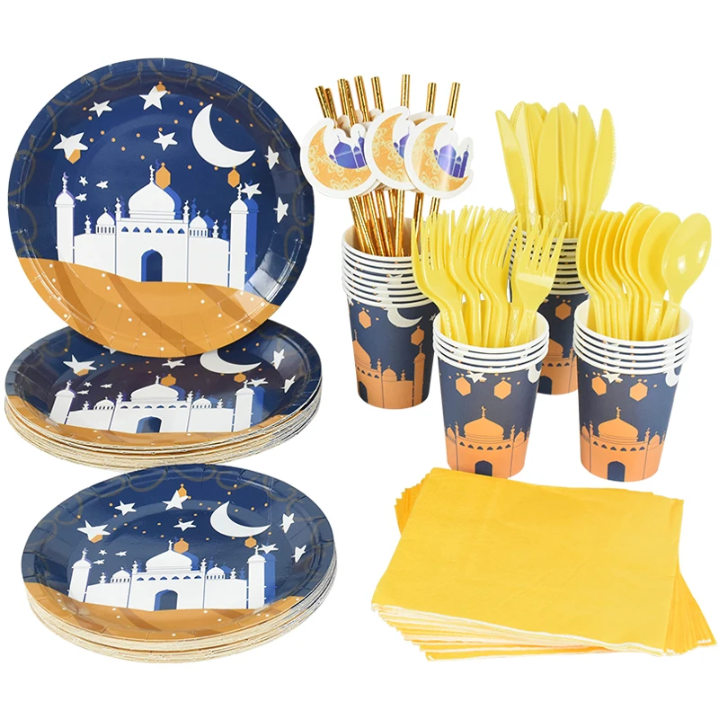 EID Mubarak Disposable Tableware Ramadan Decorations 2023 Paper Plates Napkin Muslim Islamic Festival Party Eid Al-Fitr Supplies
EID Mubarak Disposable Tableware Ramadan Decorations 2023 Paper Plates Napkin Muslim Islamic Festival Party Eid Al-Fitr Supplies