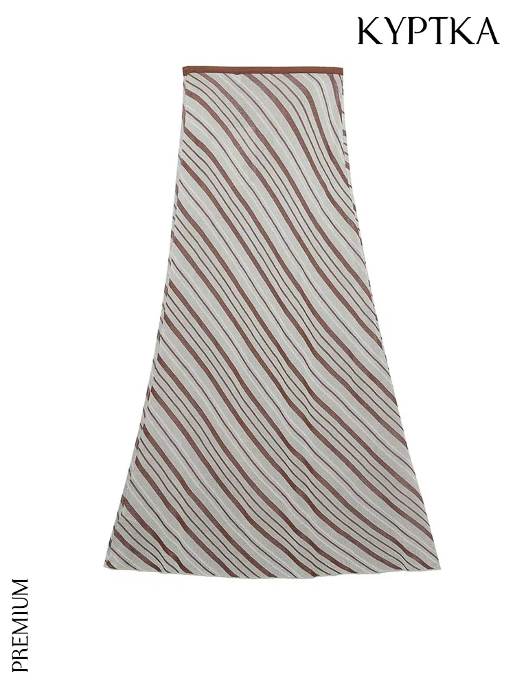 KYPTKA Women Fashion A Line Striped Knit Midi Skirt Vintage High Waist With Elastic Waistband Female Skirts Mujer
KYPTKA Women Fashion A Line Striped Knit Midi Skirt Vintage High Waist With Elastic Waistband Female Skirts Mujer
