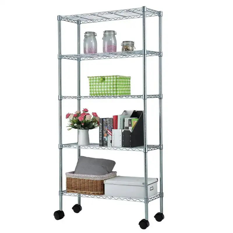 Fantastic 5-Tier 65"H x 14"D Metal Wire Shelving Organizer Rack with 4 Wheels, Silver Color, Perfect for Home and Office Storage
Fantastic 5-Tier 65"H x 14"D Metal Wire Shelving Organizer Rack with 4 Wheels, Silver Color, Perfect for Home and Office Storage