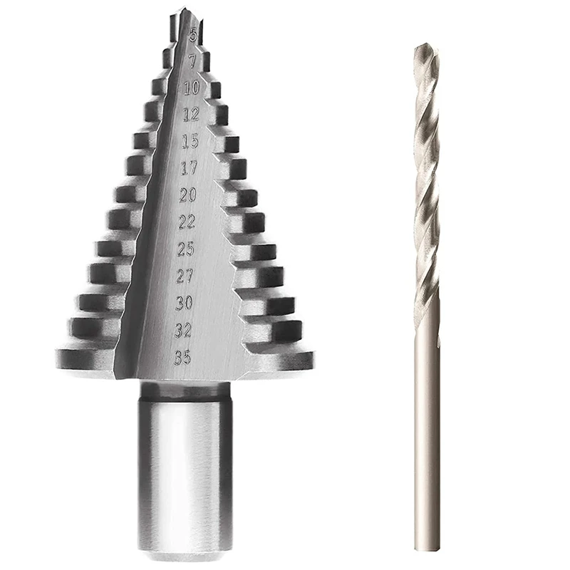 AT35 HSS Step Drill Metal Set With 4 Mm M35 Metal Drill For Plastic, Wood, Aluminium, Sheet Metal Diameter 5-35 Mm
AT35 HSS Step Drill Metal Set With 4 Mm M35 Metal Drill For Plastic, Wood, Aluminium, Sheet Metal Diameter 5-35 Mm