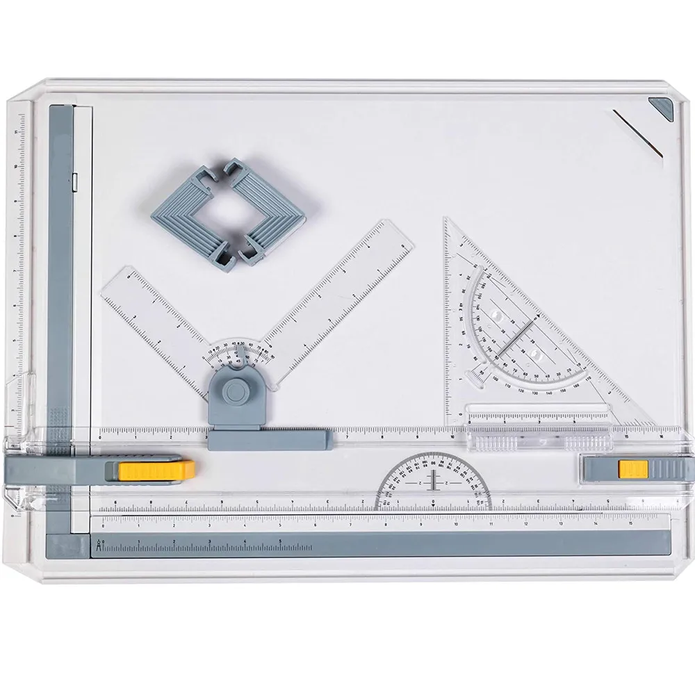 

A3 Drafting Table Drawing Board Drawing Tool Set Graphic Architectural Sketch Board with Parallel Motion Set Square Clamps