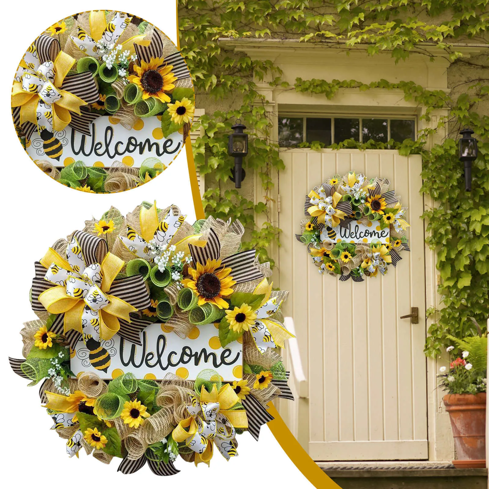 Door Pattern Hanging Hanging Wall Sunflower Simulation Decoration Festival Bee Garland Wreath Christmas Wreaths for Fireplace
Door Pattern Hanging Hanging Wall Sunflower Simulation Decoration Festival Bee Garland Wreath Christmas Wreaths for Fireplace