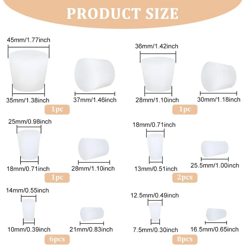 19 Шт., Силиконовая Резиновая Пробка, 6 Размеров, Белая Коническая Пробка Для Пробирки, Многоразовая Пробка Для Бутылки
19 Шт., Силиконовая Резиновая Пробка, 6 Размеров, Белая Коническая Пробка Для Пробирки, Многоразовая Пробка Для Бутылки