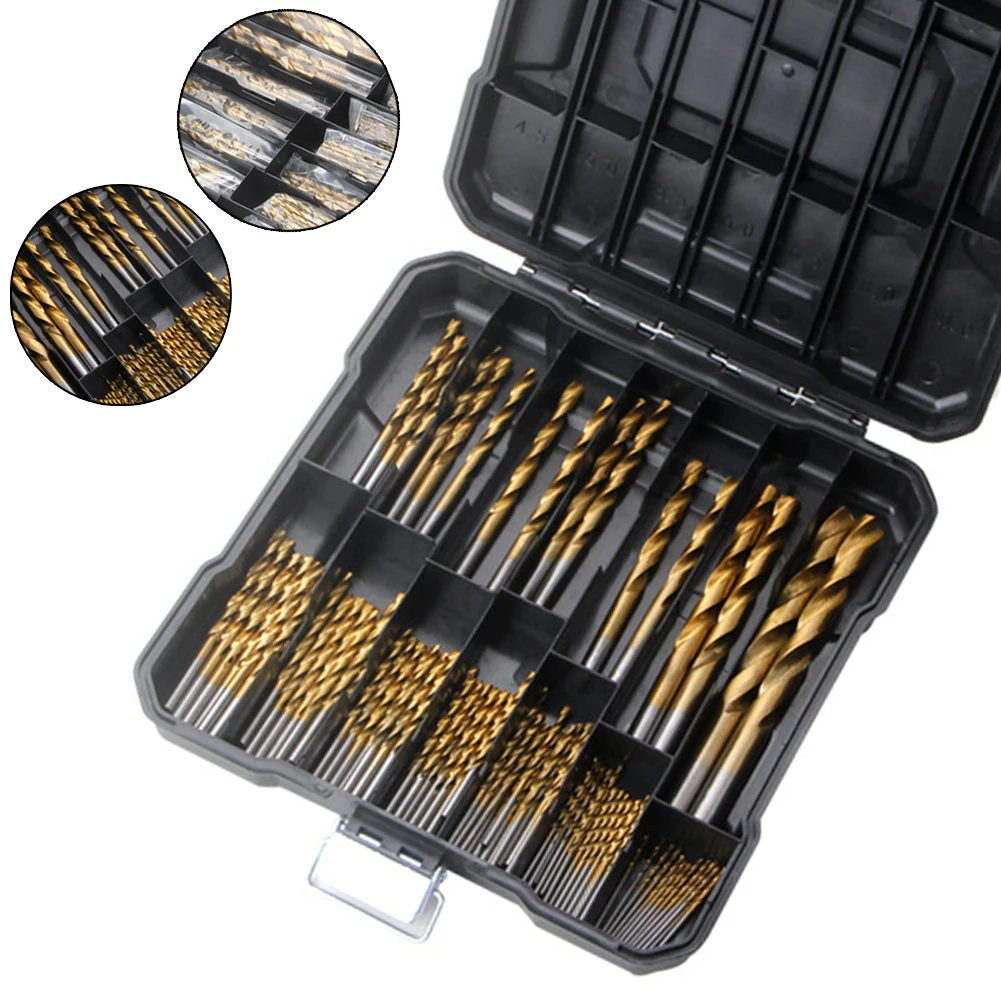 99PCS Titanium Coated Drill Bit Se HSS Drill Bits Kit With Case For Steel Aluminum Copper Soft Alloy Steel Wood Plastic 1.5-10mm
99PCS Titanium Coated Drill Bit Se HSS Drill Bits Kit With Case For Steel Aluminum Copper Soft Alloy Steel Wood Plastic 1.5-10mm