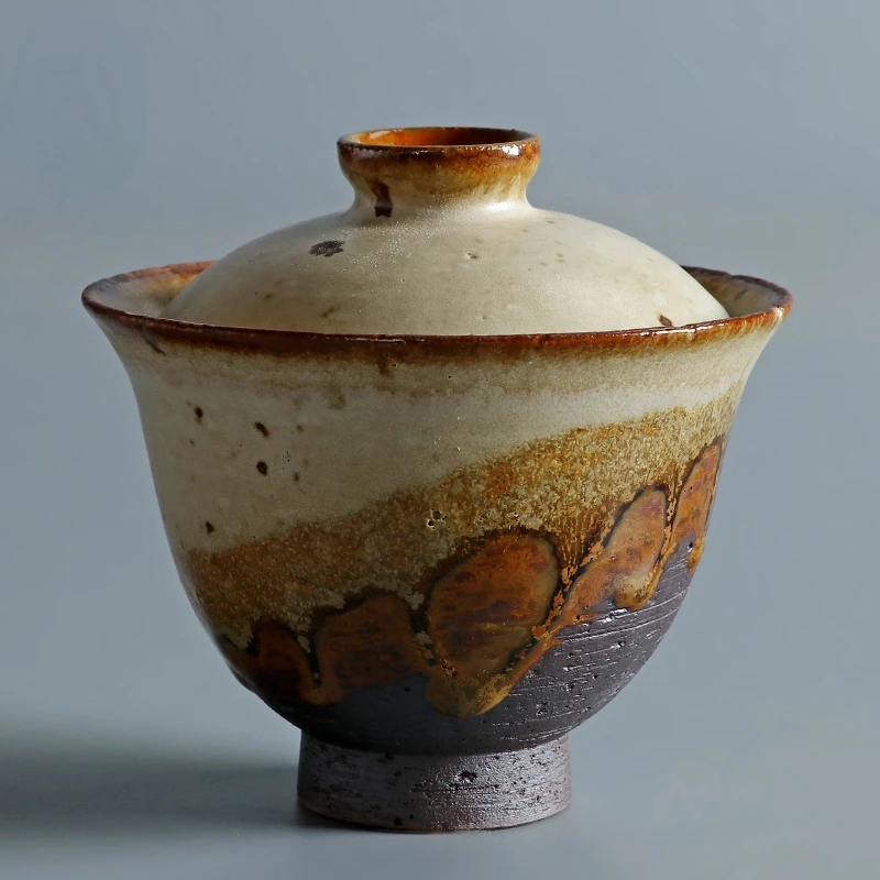 Retro Old Rock Mud Cover Bowl Handmade Wood Burning Kiln Becomes Three Talents Cover Bowl Japanese Style Rough Pottery Tea Bowl
Retro Old Rock Mud Cover Bowl Handmade Wood Burning Kiln Becomes Three Talents Cover Bowl Japanese Style Rough Pottery Tea Bowl