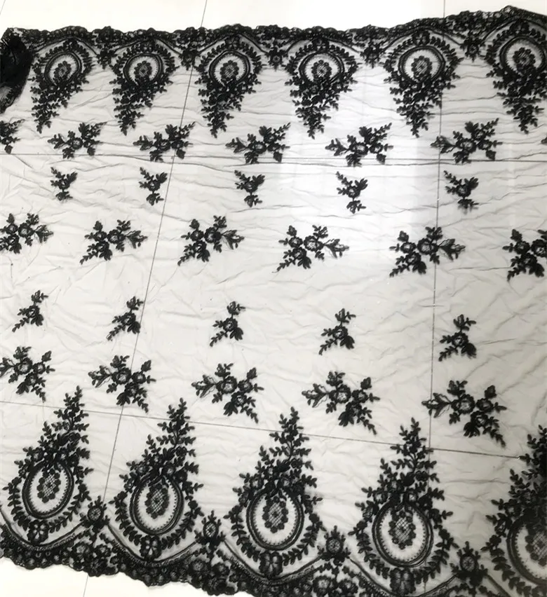 Transparent car bone lace embroidered lace fabric black European style lace dress dress net gauze fabric
Transparent car bone lace embroidered lace fabric black European style lace dress dress net gauze fabric