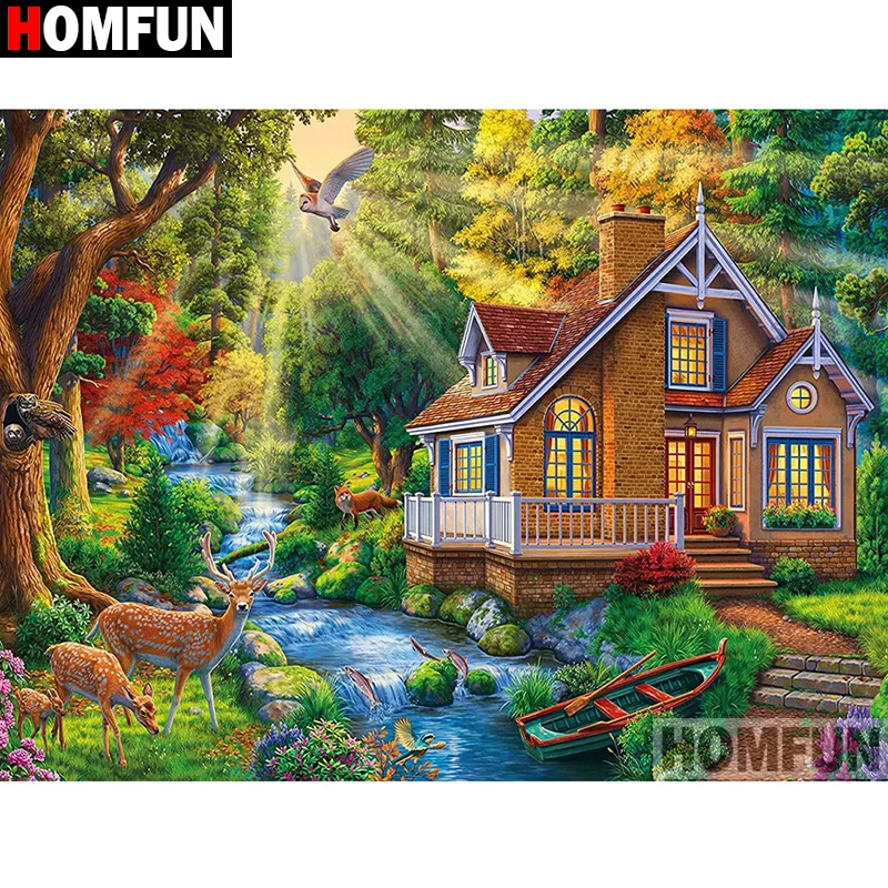 HOMFUN Full Diamond Embroidery Diy 5D Diamond Painting Cross Stitch "Scenery House Deer" Full Drill Home Room Decor
HOMFUN Full Diamond Embroidery Diy 5D Diamond Painting Cross Stitch "Scenery House Deer" Full Drill Home Room Decor