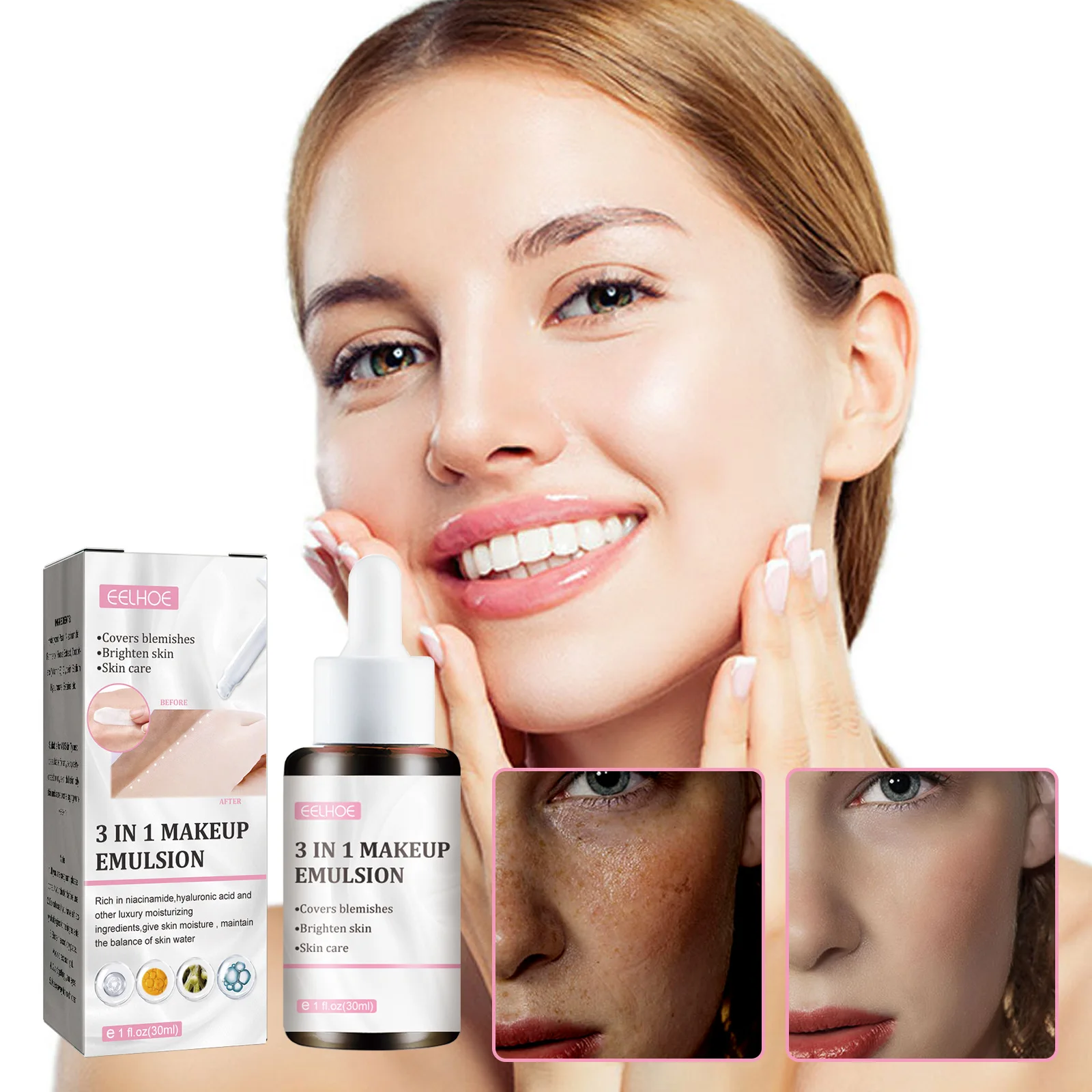 EELHOE 3-in-1 Face Cream Concealer Brightening Skin Care Cream Nude Makeup Base Makeup Moisturizing Whitening Lasting 30ml 
EELHOE 3-in-1 Face Cream Concealer Brightening Skin Care Cream Nude Makeup Base Makeup Moisturizing Whitening Lasting 30ml