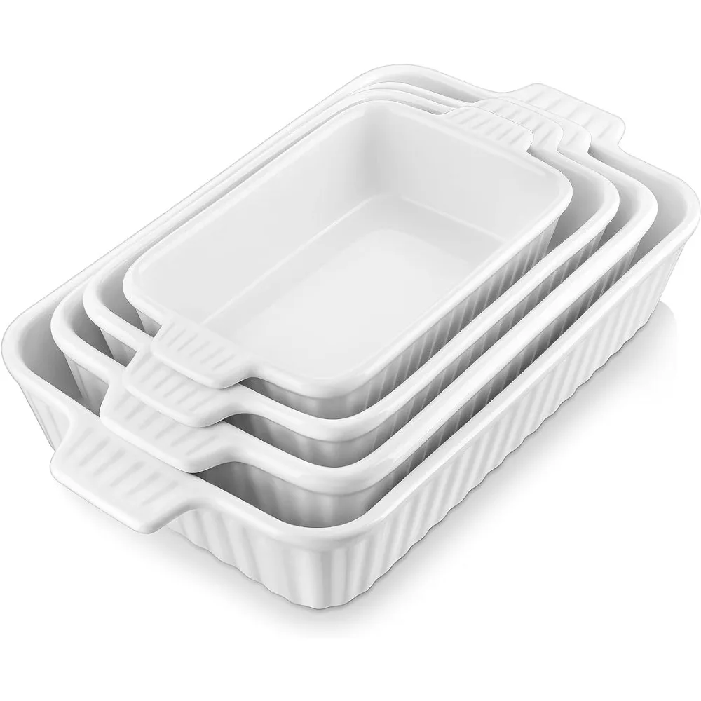 Rectangular Lasagna Pans Deep with Handles for Baking Cake Kitchen, White (9.4"/11.1"/12.2"/14.7"), Series BAKE.BAKE
Rectangular Lasagna Pans Deep with Handles for Baking Cake Kitchen, White (9.4"/11.1"/12.2"/14.7"), Series BAKE.BAKE