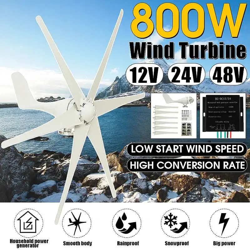 12V/24V/48V Wind Turbine 6 Blades MPPT Controller 800W Small Wind Turbine For Home Use Low Noise High Efficiency Electromagnetic
12V/24V/48V Wind Turbine 6 Blades MPPT Controller 800W Small Wind Turbine For Home Use Low Noise High Efficiency Electromagnetic