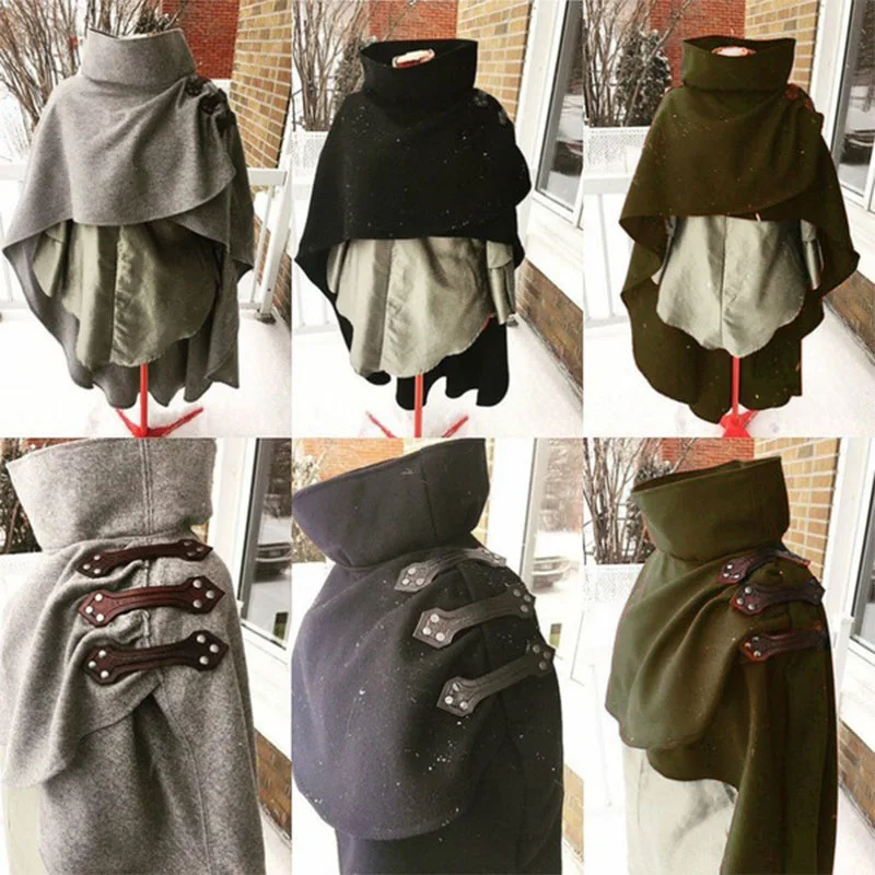 Vintgage Stand Collar Mantle Medieval Assassin Cape Shawl Irregular Buckles Unisex Halloween Costume Gypsy Steampunk Cloak
Vintgage Stand Collar Mantle Medieval Assassin Cape Shawl Irregular Buckles Unisex Halloween Costume Gypsy Steampunk Cloak