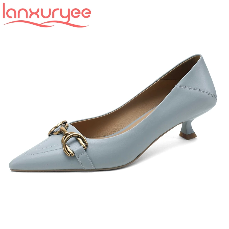 Lanxuryee genuine leather pointed toe strange med heel metal decorations Korean street beauty girls dating basic women pumps L01
Lanxuryee genuine leather pointed toe strange med heel metal decorations Korean street beauty girls dating basic women pumps L01