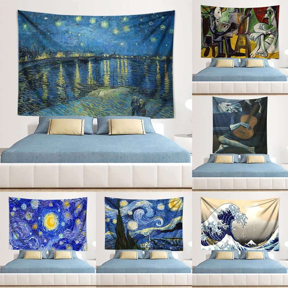 Home Decor Boho Van Gogh Starry Night Famous Geometric Print Wall Hanging Abstract Landscape Poster Canvas Art Classic Tapestry 
Home Decor Boho Van Gogh Starry Night Famous Geometric Print Wall Hanging Abstract Landscape Poster Canvas Art Classic Tapestry