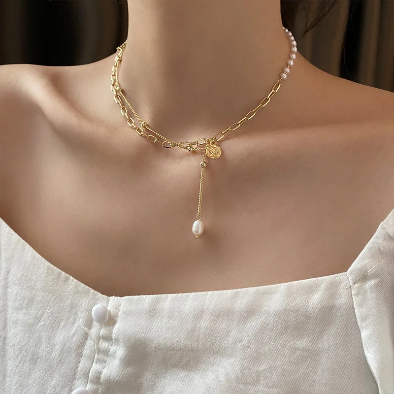 New Korean Version Double Layer Pearl Necklace Fashion Clavicle Chain Vintage Necklaces Splicing Jewelry on the Neck Accessories
New Korean Version Double Layer Pearl Necklace Fashion Clavicle Chain Vintage Necklaces Splicing Jewelry on the Neck Accessories