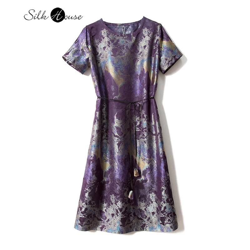 2023 Fashion Women's Clothing Blue Purple Halo Dyed Painting Two Sided Robe Commuter Pullover Round Neck Short Sleeve Silk Dress
2023 Fashion Women's Clothing Blue Purple Halo Dyed Painting Two Sided Robe Commuter Pullover Round Neck Short Sleeve Silk Dress