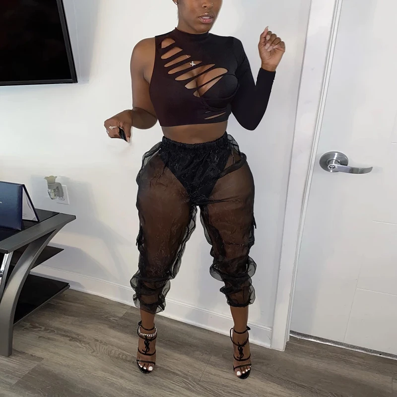 Imcute Sexy 2 Piece Sets Women's Outfits One Sleeve Hollow Out Crop Top Sheer Pants Club Party Two Piece Women Outfits
Imcute Sexy 2 Piece Sets Women's Outfits One Sleeve Hollow Out Crop Top Sheer Pants Club Party Two Piece Women Outfits