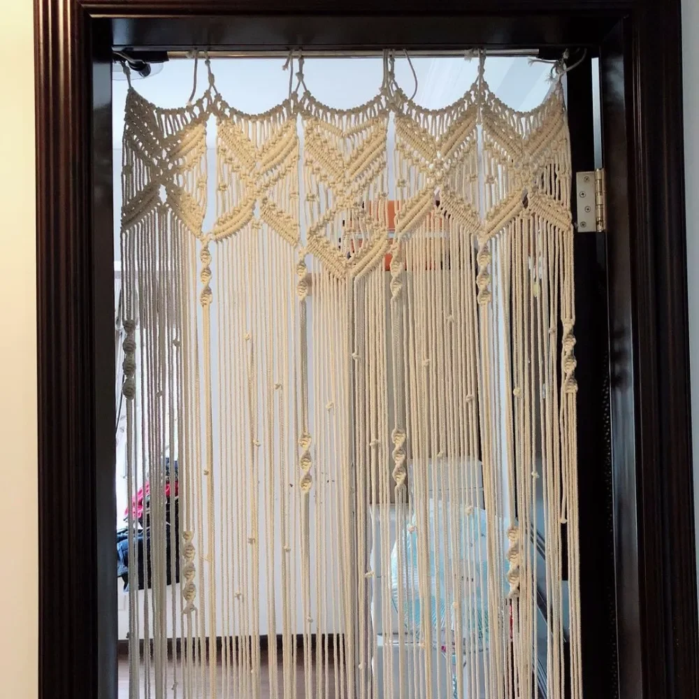 Новый 60 см x 200 см макраме ручная работа Плетеный веревочный гобелен богемный настенный дверной занавес Гобелен в скандинавском стиле 
Новый 60 см x 200 см макраме ручная работа Плетеный веревочный гобелен богемный настенный дверной занавес Гобелен в скандинавском стиле