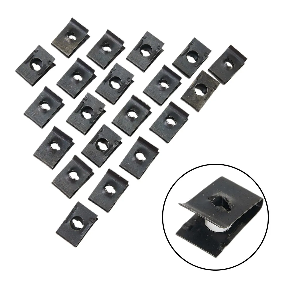 20X Metal U-Type Clips For Car Bumper Fender Trim Panel Fastener Fits M4 M5 Screws Durable Exterior Car Accessories 17 X 10.5mm
20X Metal U-Type Clips For Car Bumper Fender Trim Panel Fastener Fits M4 M5 Screws Durable Exterior Car Accessories 17 X 10.5mm