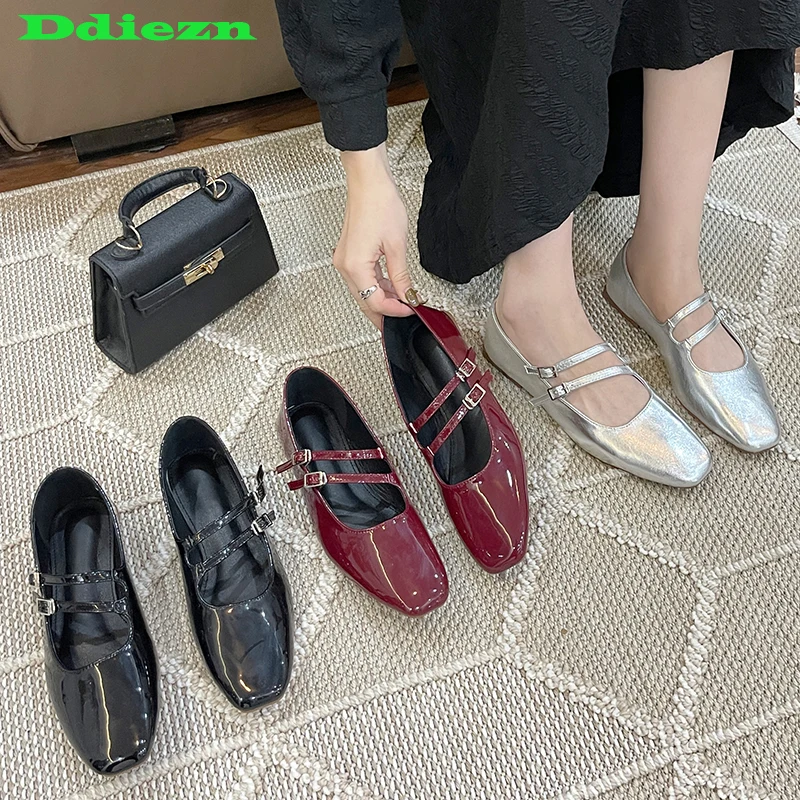 

Big Size Dance Woman Ballet Flats Shoes Female Mary Janes Fashion Square Toe Shallow Flat Ladies Lolita New Shoes Footwear