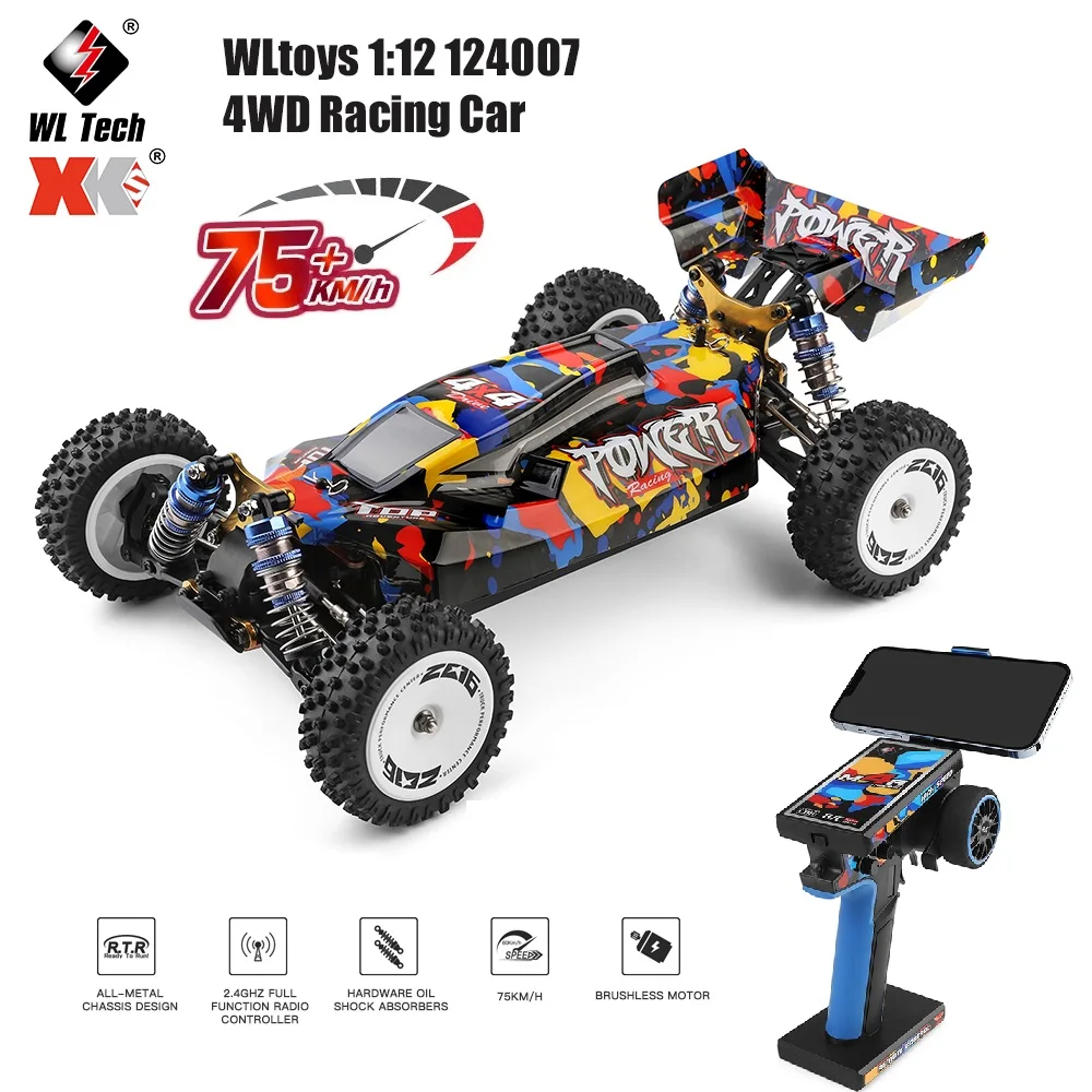 

WLtoys 124007 124017 75KM/H 1/12 RC Cars 4WD Brushless Electric Racing Car Speed 2.4G Remote Control Drift Cars Toys for Adults
