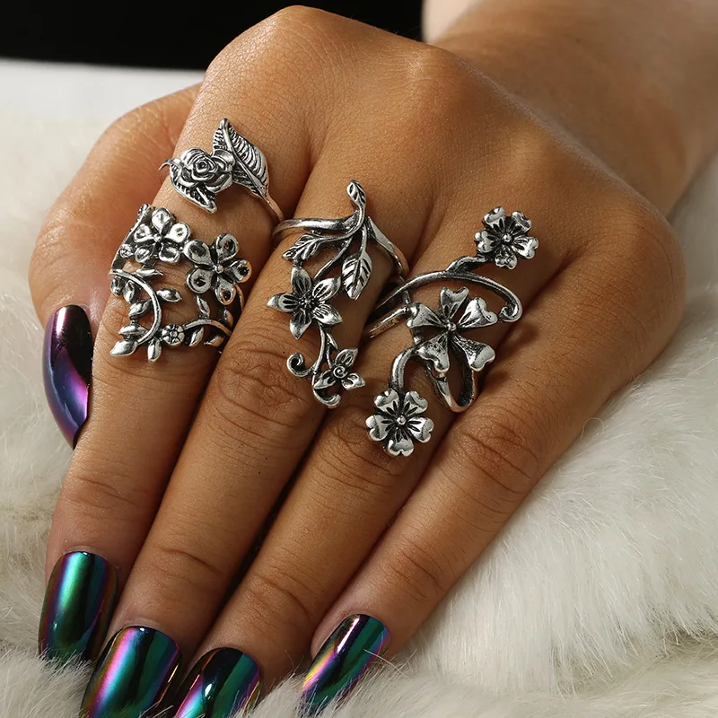 Vintage Silver Color Vines Tree Leaves Rose Flower Rings Set For Women Girls Charming Bohemian Floral Knuckle Ring Jewelry Gifts
Vintage Silver Color Vines Tree Leaves Rose Flower Rings Set For Women Girls Charming Bohemian Floral Knuckle Ring Jewelry Gifts