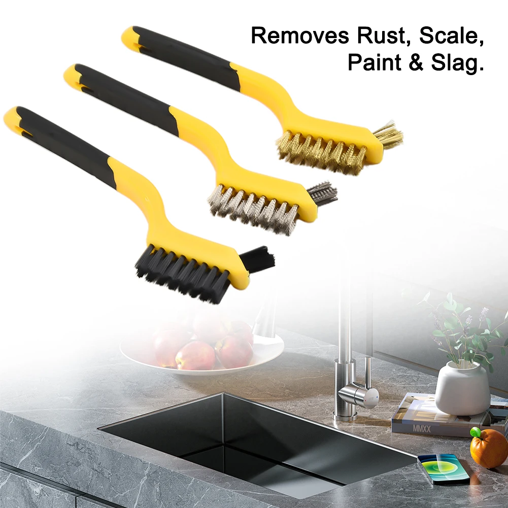 3pcs 7Inch Wire Brush Steel Brass Nylon Brush Cleaning Polishing Detail Metal Rust Brush Scrubbing Polishing Burring Hand Tools
3pcs 7Inch Wire Brush Steel Brass Nylon Brush Cleaning Polishing Detail Metal Rust Brush Scrubbing Polishing Burring Hand Tools