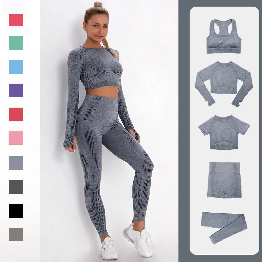 2/3/5PCS Women Sportswear Yoga Set Gym Clothing Tracksuit Long Sleeve Crop Top High Waist Seamless Leggings Fitness Sports Suits
2/3/5PCS Women Sportswear Yoga Set Gym Clothing Tracksuit Long Sleeve Crop Top High Waist Seamless Leggings Fitness Sports Suits