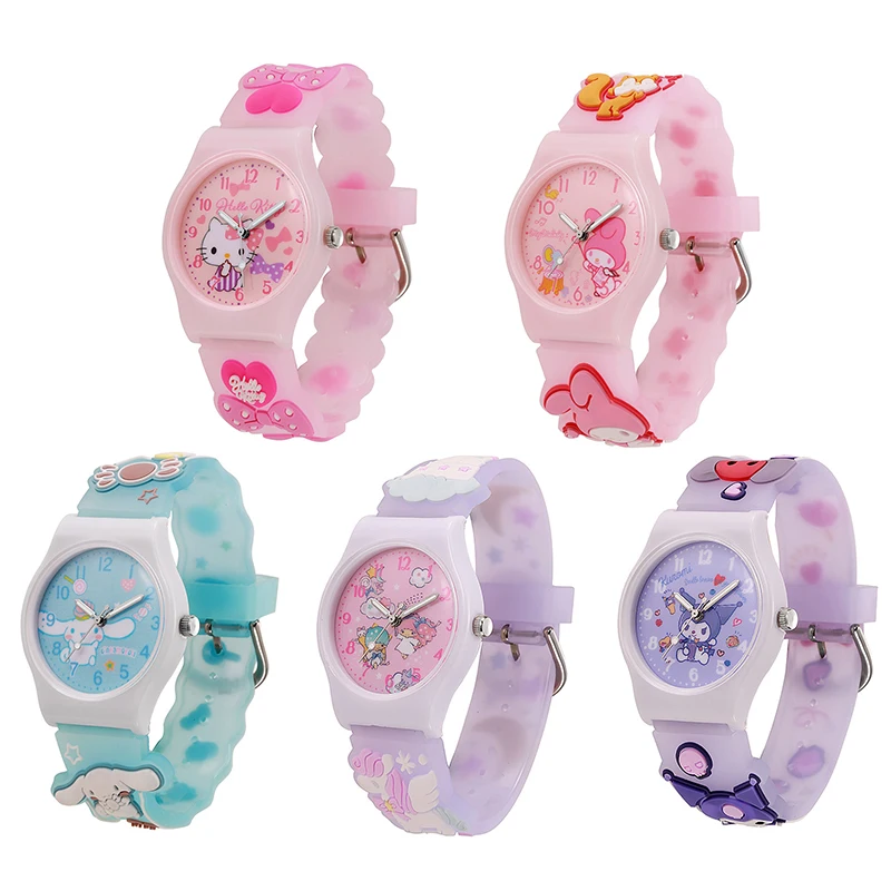 Детские наручные часы Sanrio с 3D рисунком Hello Kitty Cinnamoro водонепроницаемые кварцевые