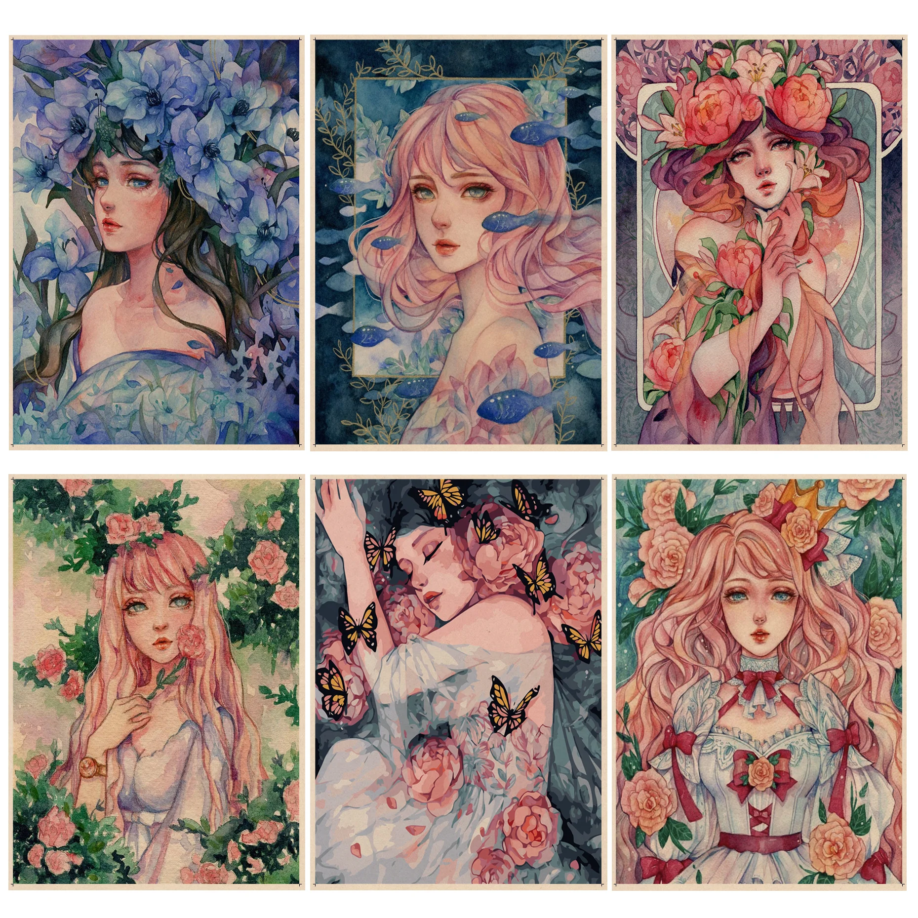Cartoon Girl Flower Paint Classic Anime Poster Vintage Room Home Bar Cafe Decor Vintage Decorative Painting
Cartoon Girl Flower Paint Classic Anime Poster Vintage Room Home Bar Cafe Decor Vintage Decorative Painting