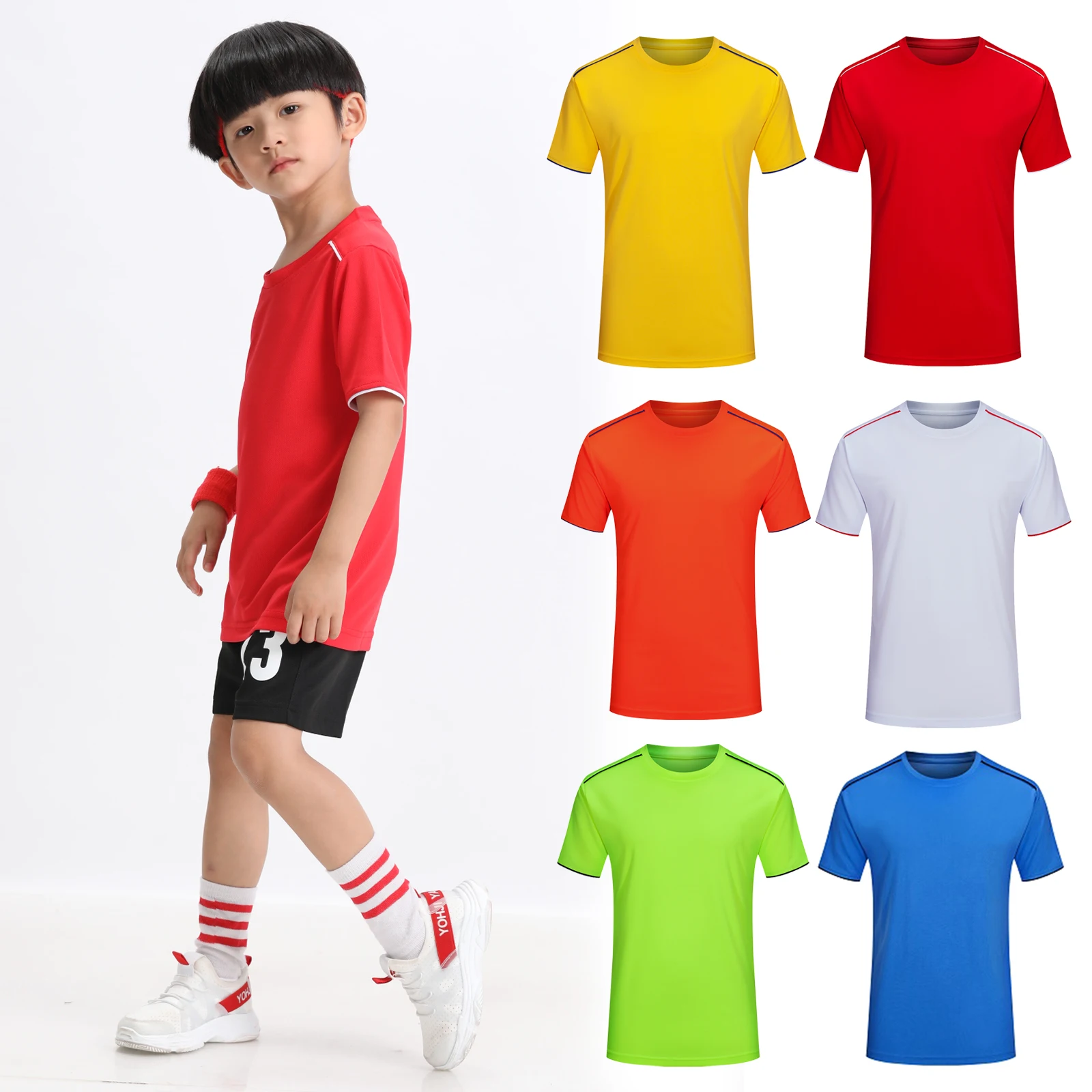 Summer Wholesale Soft Solid Children Short Sleeve T Shirt Compression Rash Guard Soccer Jersey for Boys Girls Football Uniform
Summer Wholesale Soft Solid Children Short Sleeve T Shirt Compression Rash Guard Soccer Jersey for Boys Girls Football Uniform